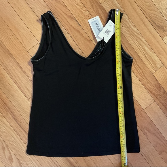 New - Ted Baker Shavon V Neck Tank Top Black with Silver Stitching - Picture 13 of 16